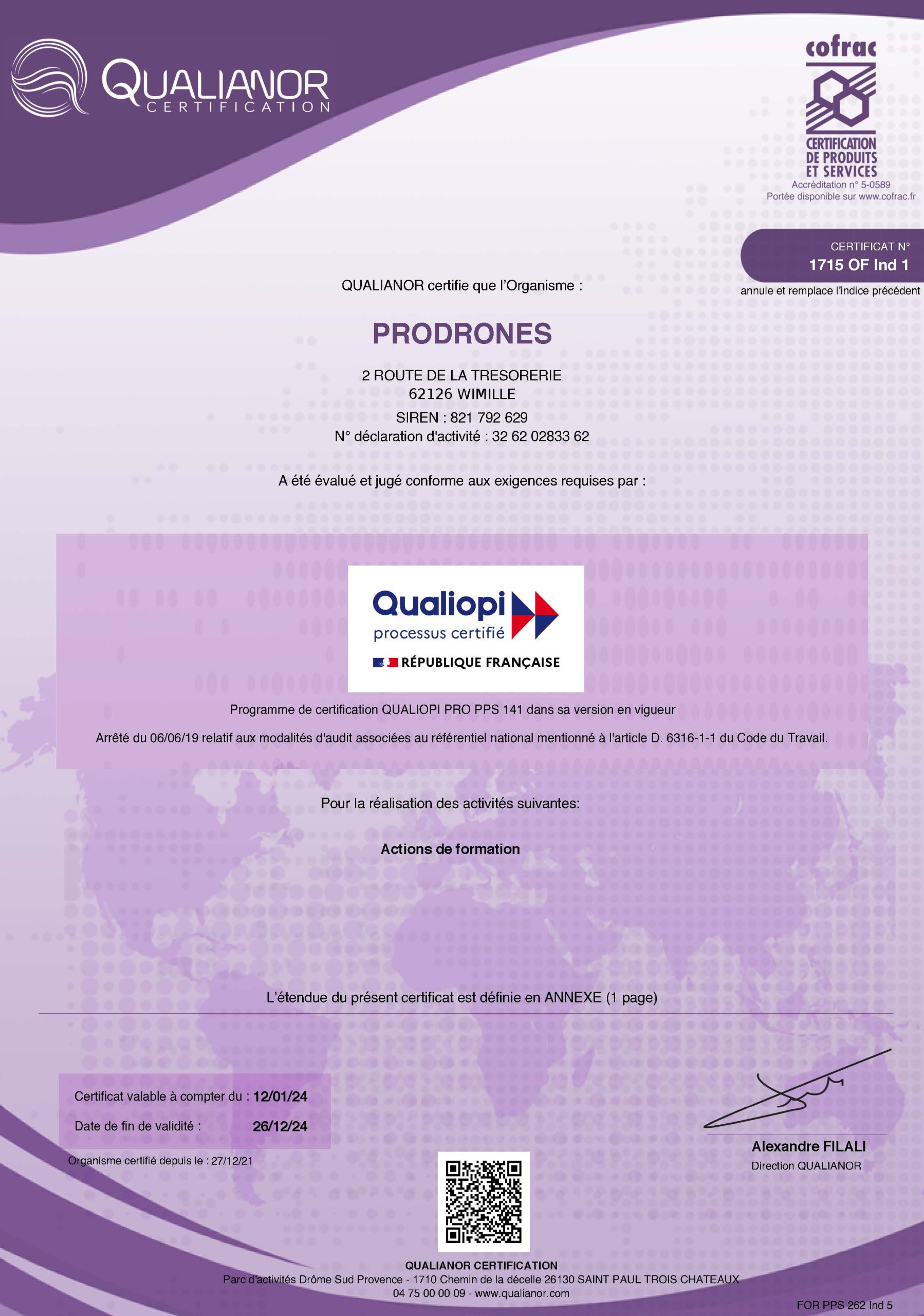 Certificat Qualiopi Prodrones Page 1 Certificat Qualiopi Prodrones Page 1